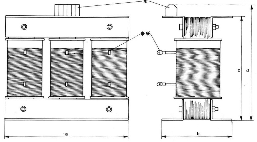 Three-phase chokes dimensions Three-phase chokes dimensions